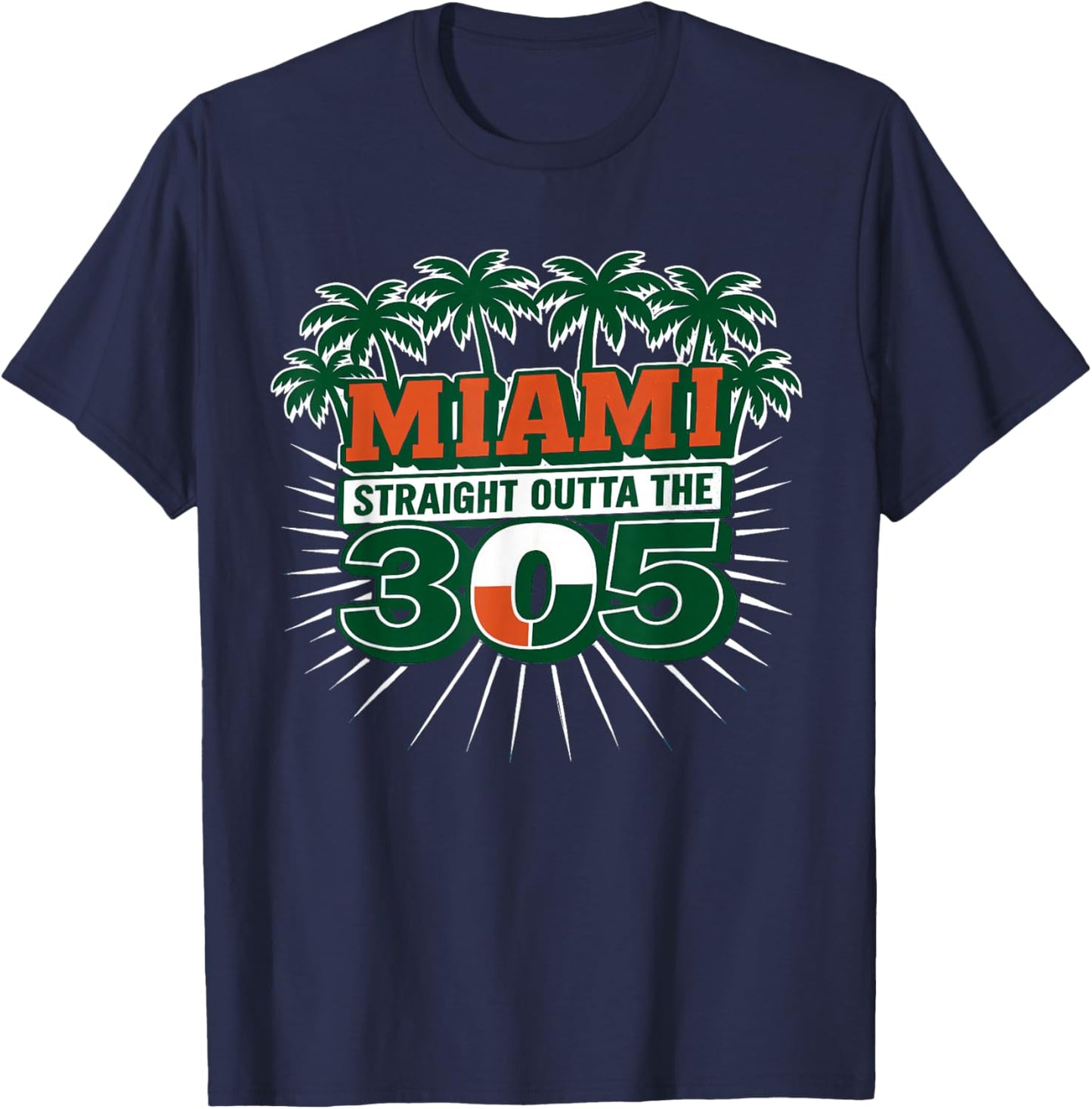 Miami Straight Outta Palm Tree Comic Pop Art City Pride T-Shirt - T-Shirt | Navy