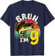 Bruh I'm 9 Years Old Fishing Birthday Theme Party T-Shirt - T-Shirt | Navy