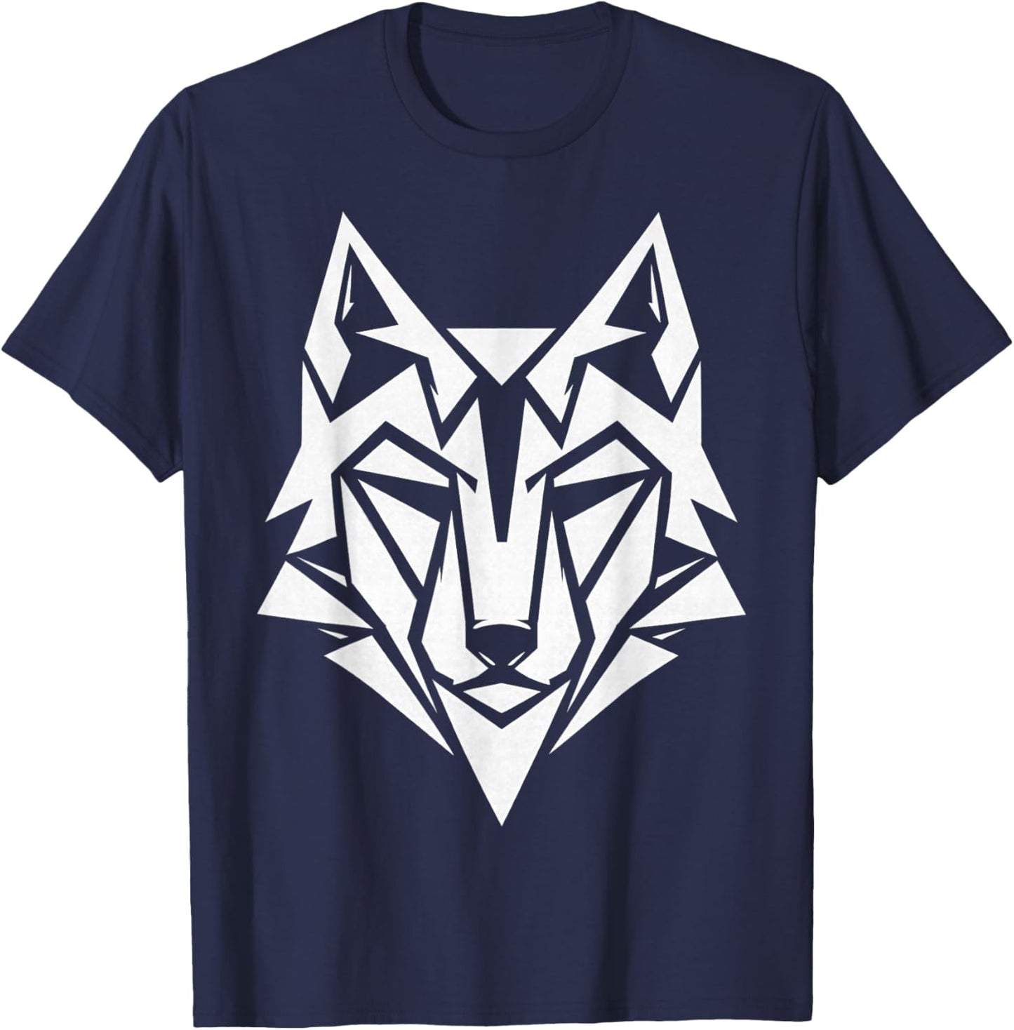 Geometric Wolf Head Wolf Lover for Man Women Kids T-Shirt - T-Shirt | Navy