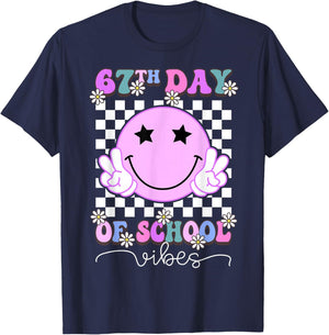 67th Day of School Vibes Funny Six Seven 67 Meme Slang T-Shirt - T-Shirt | Navy
