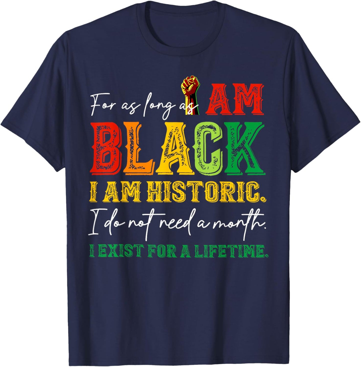 for as Long as I am Black I'm Historic Juneteenth 1865 T-Shirt - T-Shirt | Navy