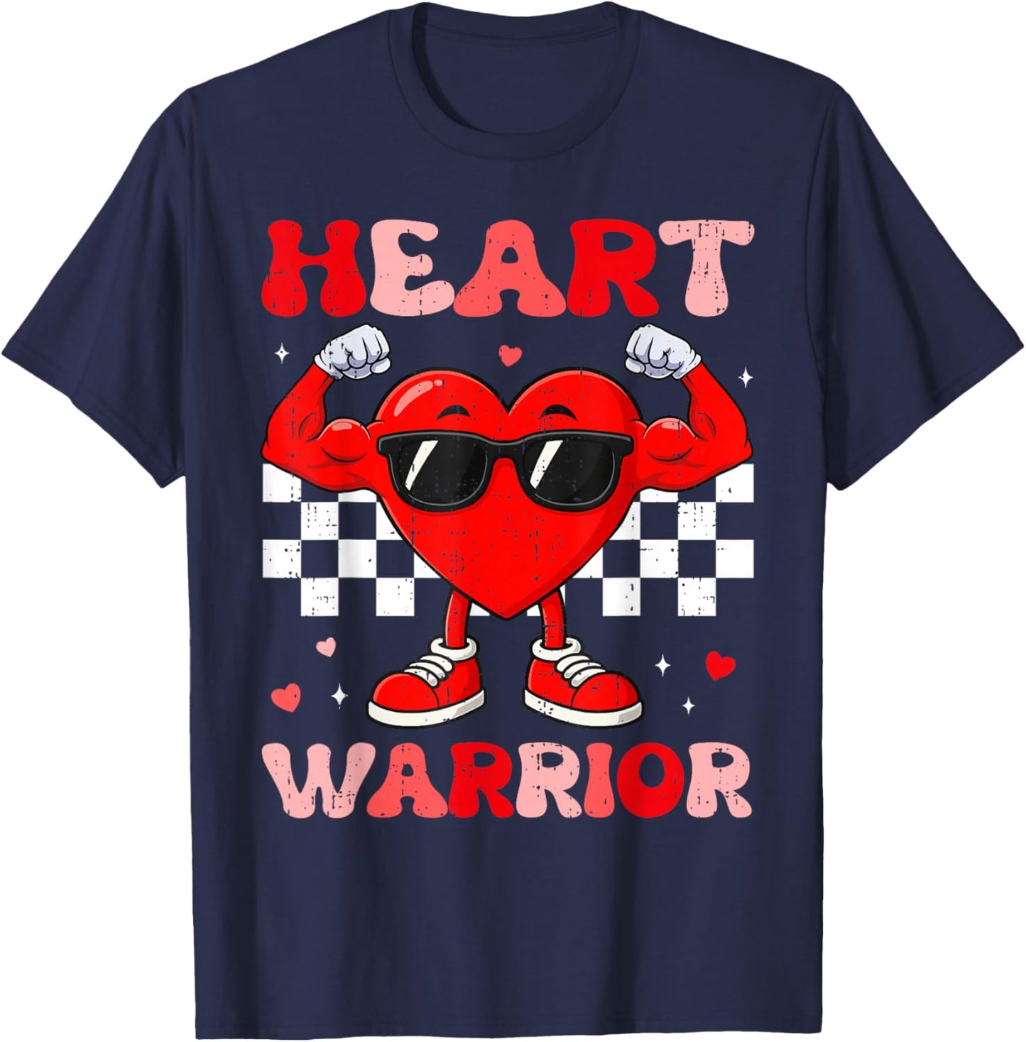 Heart Warrior Heart Disease Awareness Month Red Heart T-Shirt - T-Shirt | Navy