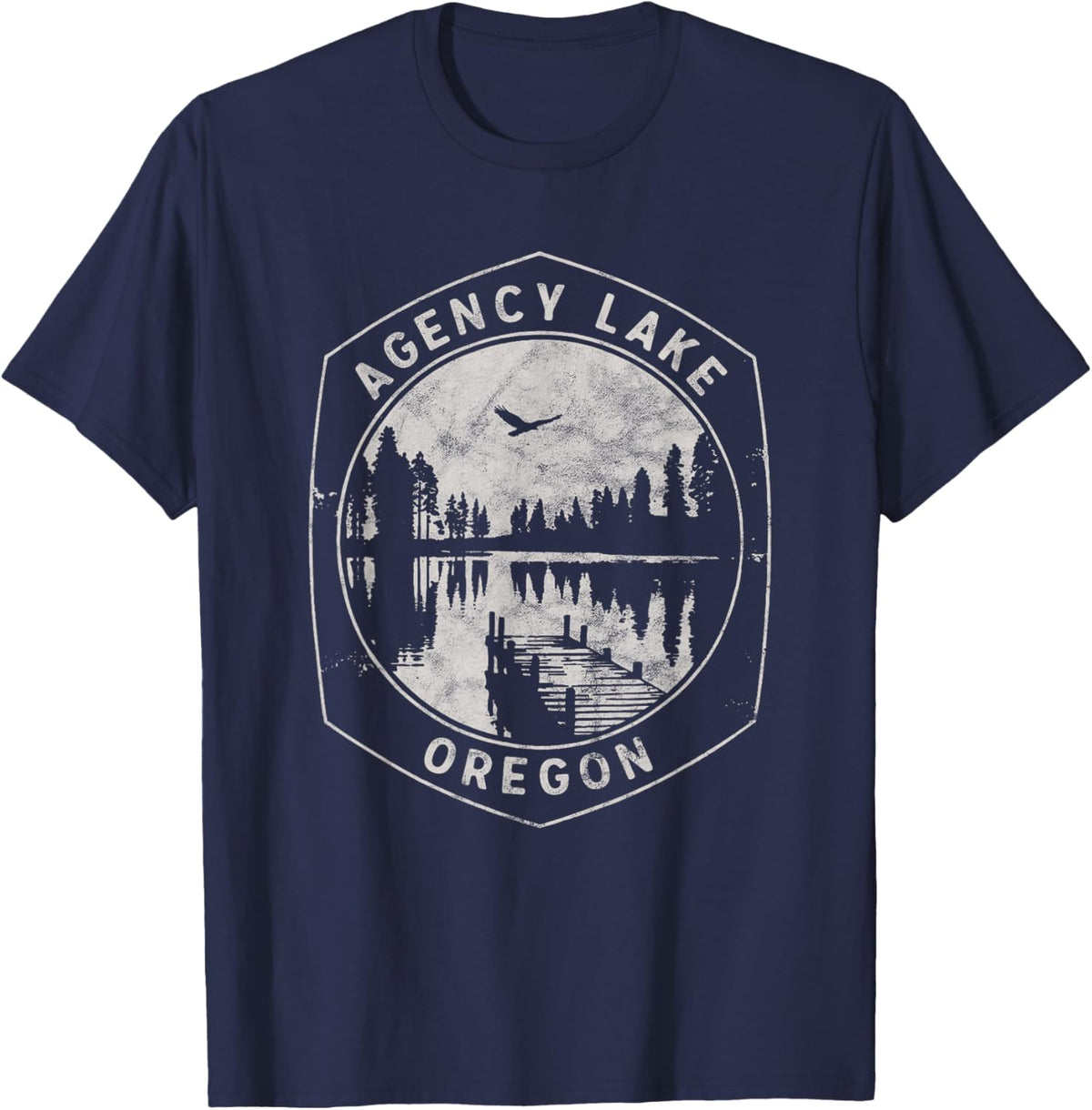 Vintage Agency Lake Oregon Outdoors Vacation T-Shirt - T-Shirt | Navy