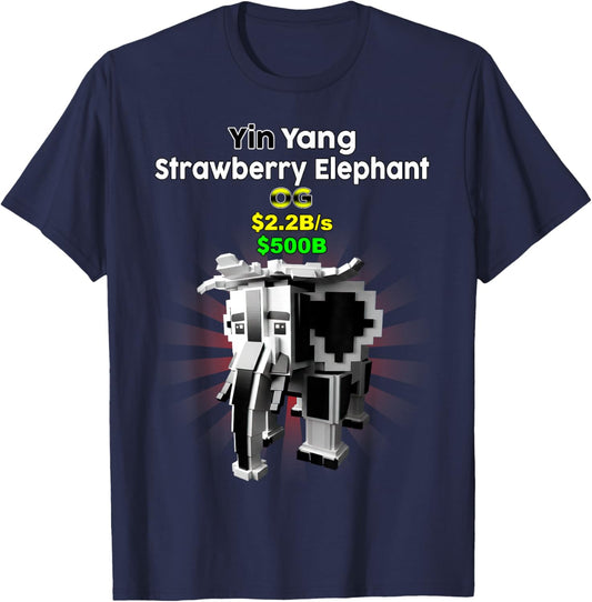Strawberry Elephant Yin Yang Brainrot Gaming for Boys Kids T-Shirt - T-Shirt | Navy