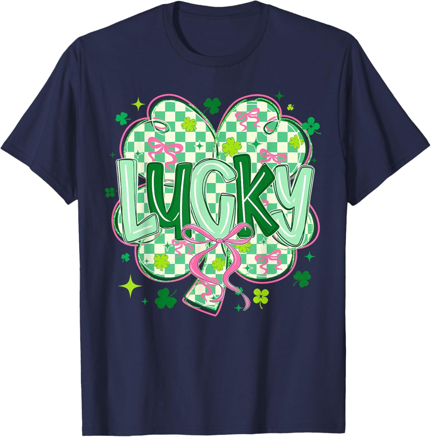 Preppy St Patricks Day Lucky Men Women T-Shirt - T-Shirt | Navy