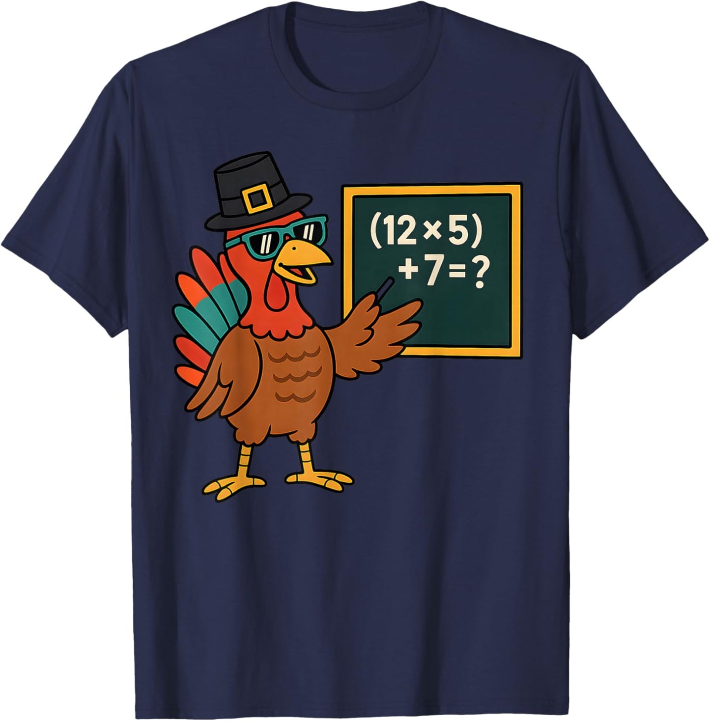 67 Thanksgiving Funny Turkey Math Teacher Six Seven Meme T-Shirt - T-Shirt | Navy