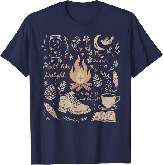 Faith Based Camping Religious Christian Camping Camper T-Shirt - T-Shirt | Navy