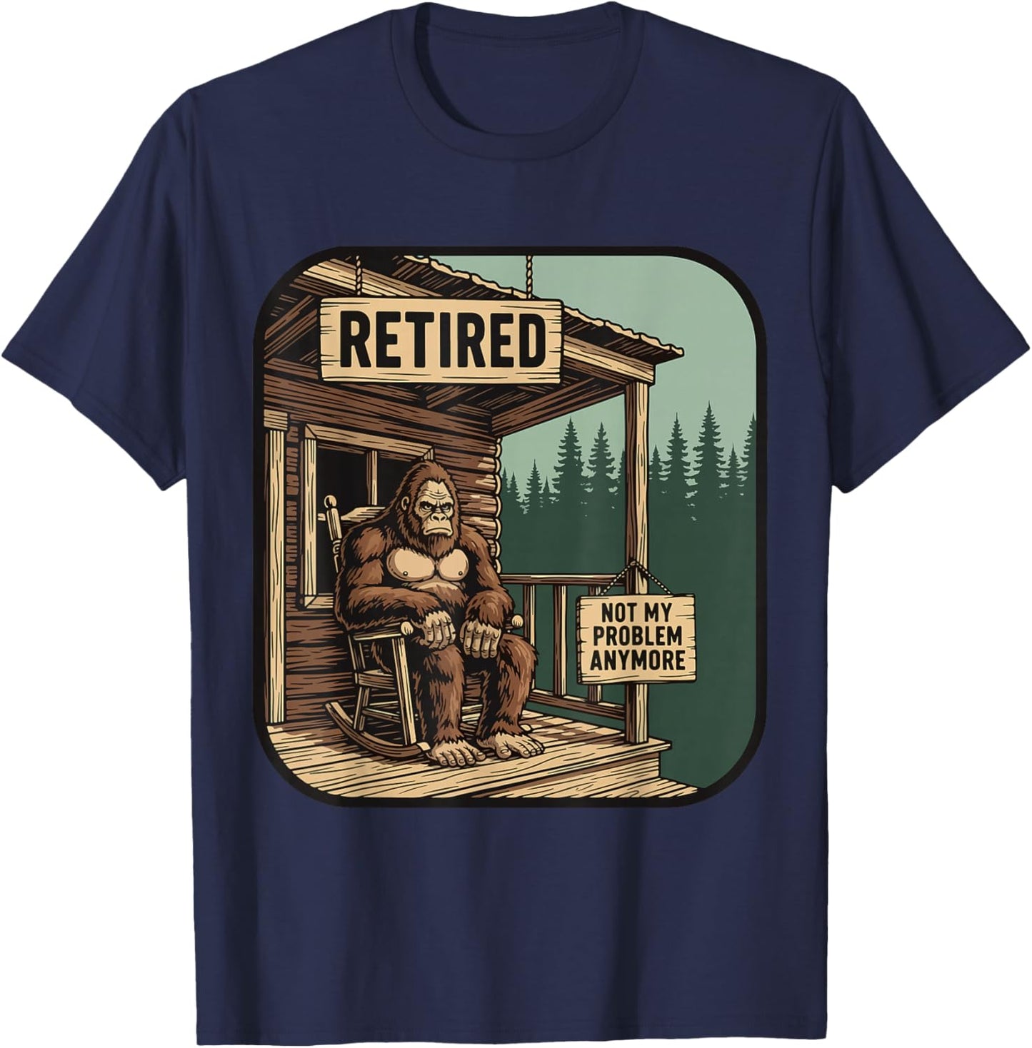 Retired Women Funny Retirement Bigfoot T-Shirt - T-Shirt | Navy