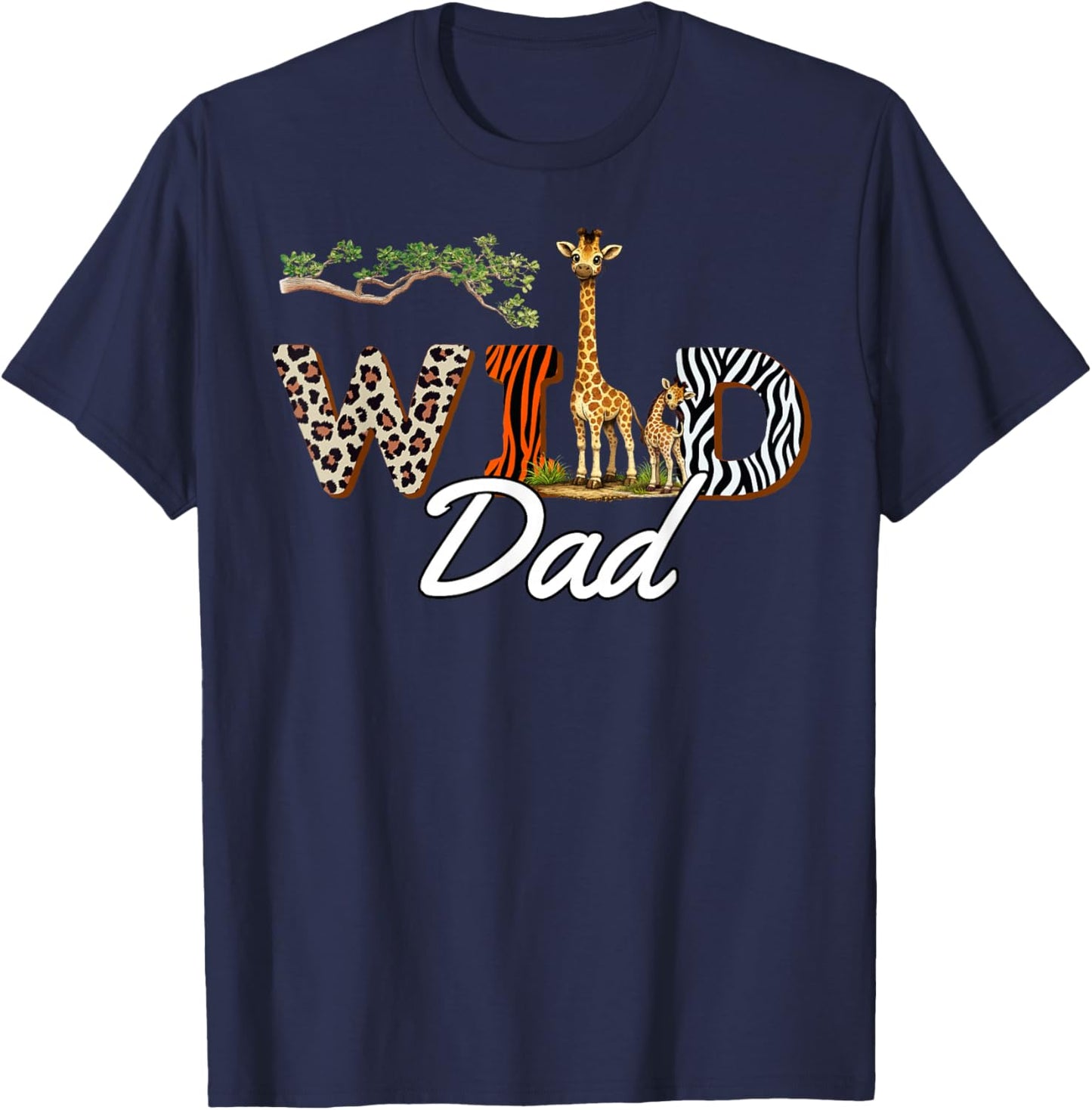 Wild Dad Safari Dada Birthday T-Shirt - T-Shirt | Navy