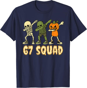 67 Halloween Squad Pumpkin Six Seven Boys Brainrot Meme Kid T-Shirt - T-Shirt | Navy