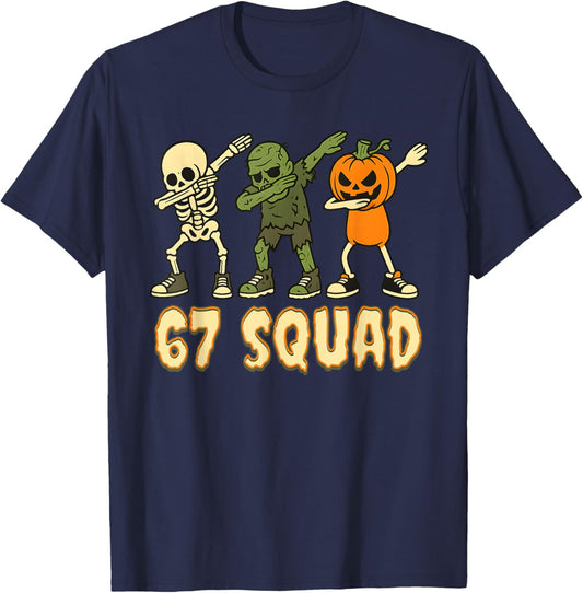 67 Halloween Squad Pumpkin Six Seven Boys Brainrot Meme Kid T-Shirt - T-Shirt | Navy