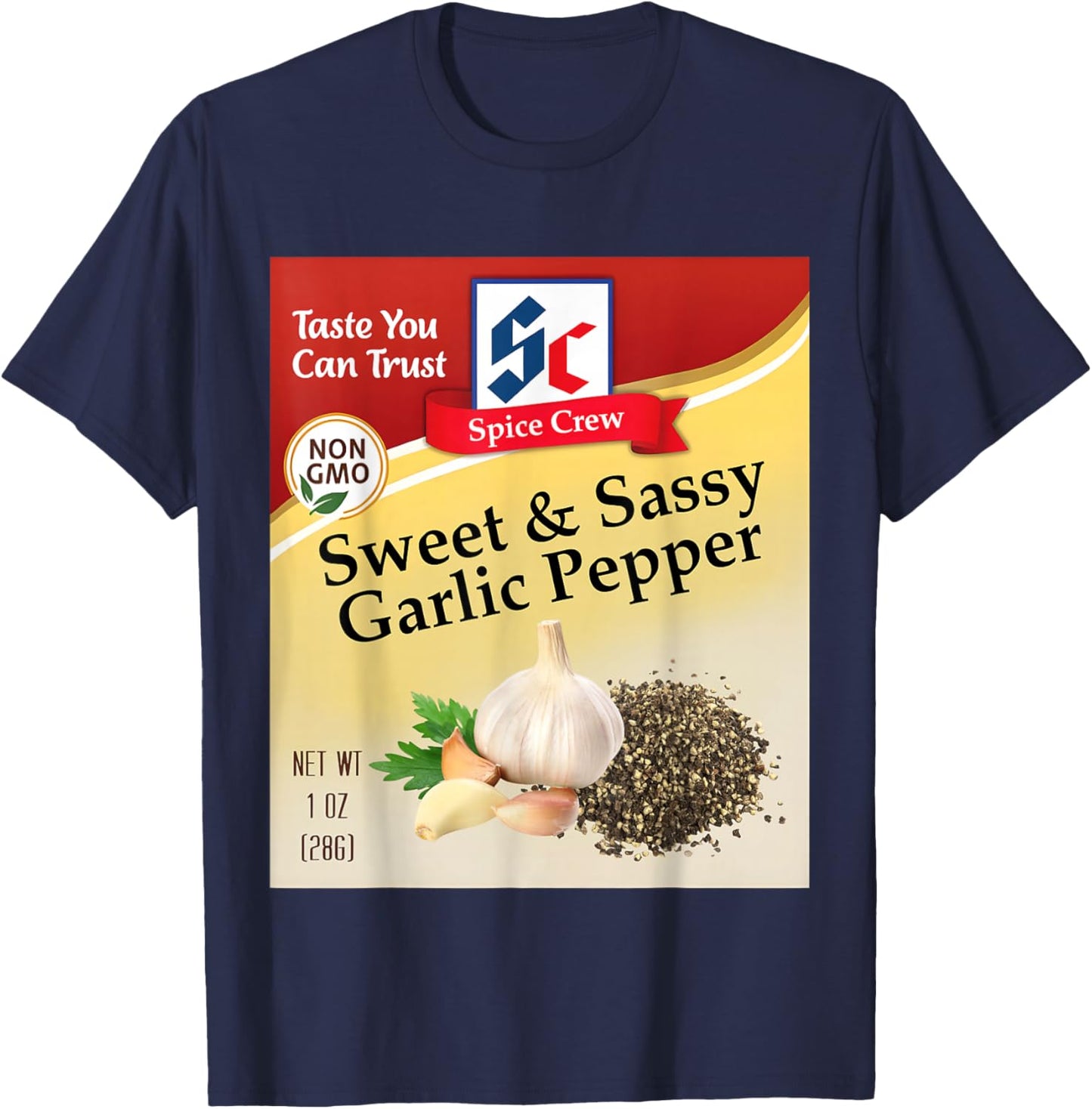 Sweet & Sassy Garlic Pepper Condiment Spice Group Matching T-Shirt - T-Shirt | Navy