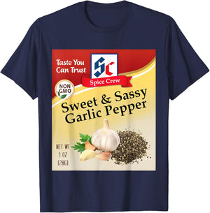 Sweet & Sassy Garlic Pepper Condiment Spice Group Matching T-Shirt - T-Shirt | Navy