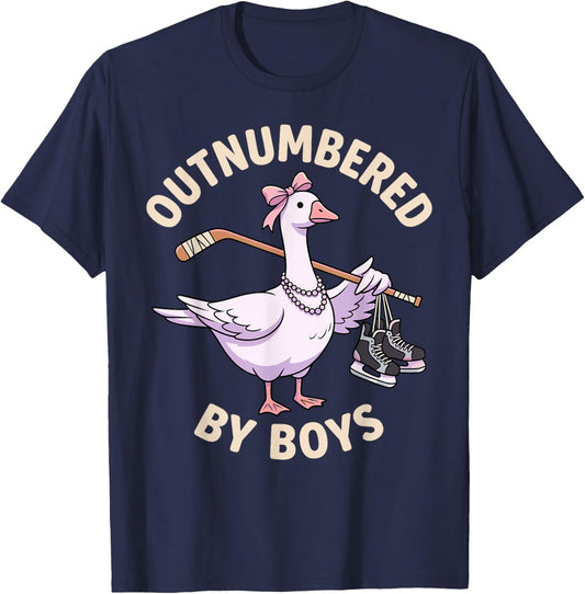Funny Outnumbered By Boys Mothers Day Goose Mom T-Shirt - T-Shirt | Navy