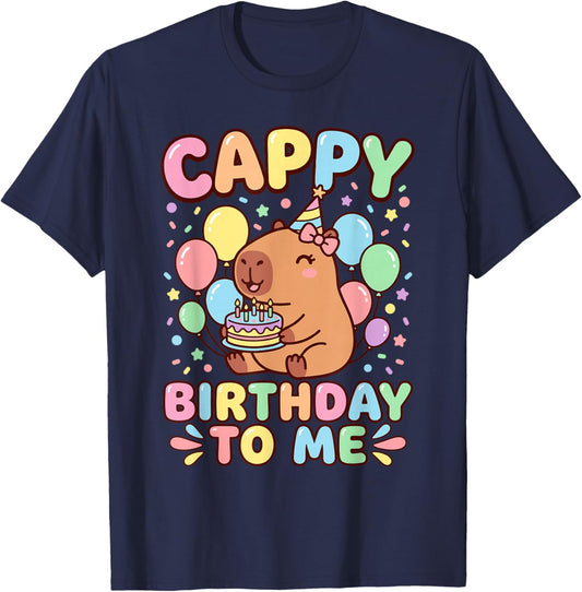 Cappy Birthday Capybara Birthday to Me T-Shirt - T-Shirt | Navy