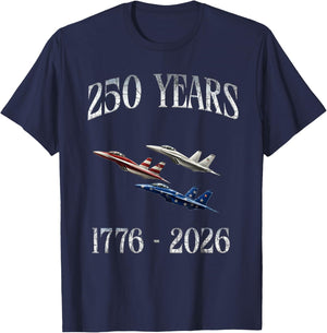 Fighter Jets Flag 250 Years 1776-2026 250th Birthday T-Shirt - T-Shirt | Navy