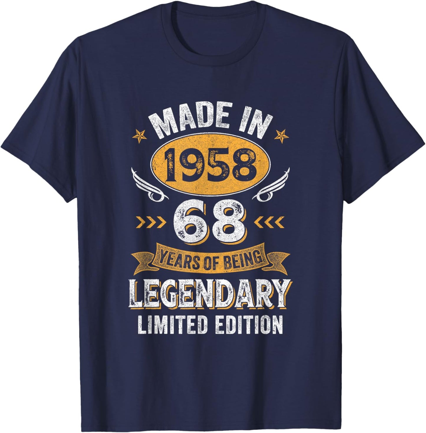 Vintage 1958 68 Years Old Birthday 68Th Birthday Men Women T-Shirt - T-Shirt | Navy