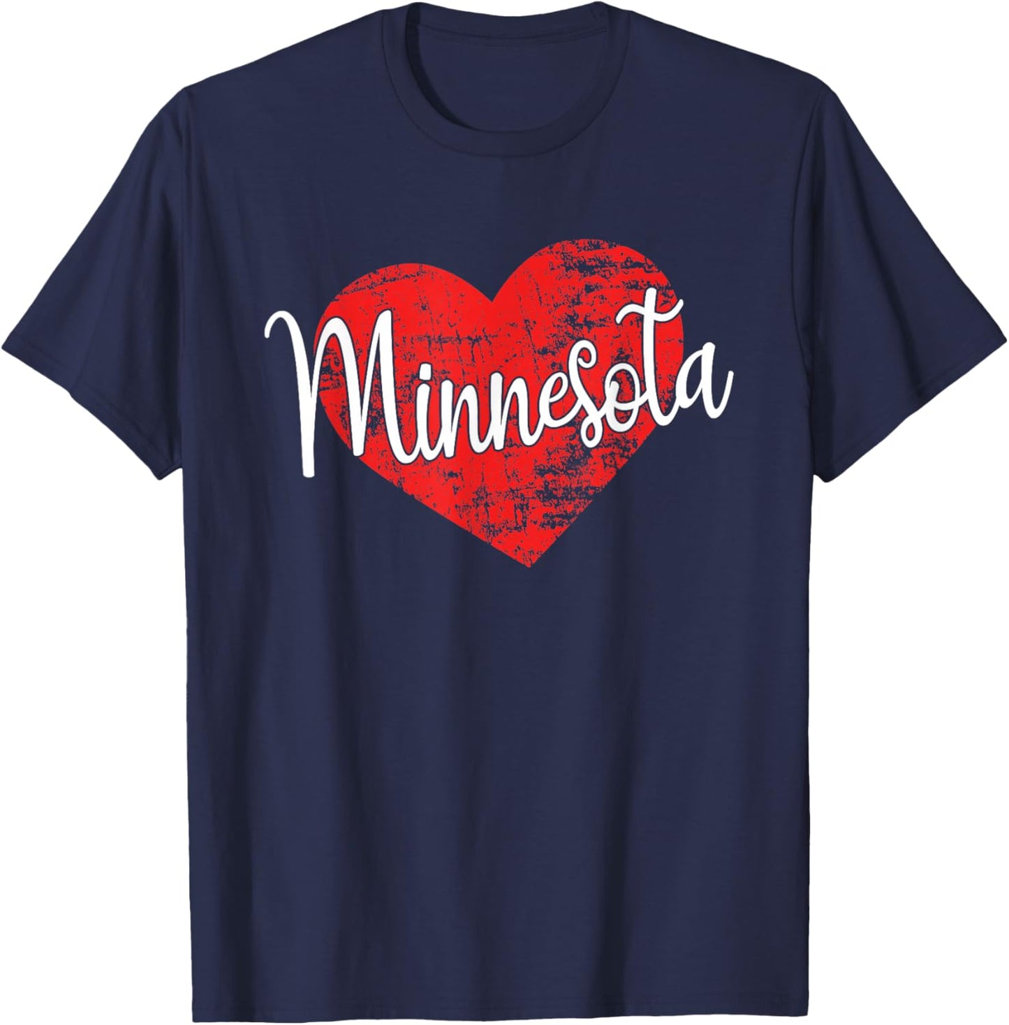 Minnesota Love Cool Grunge Heart Fun Minnesota Pride T-Shirt - T-Shirt | Navy