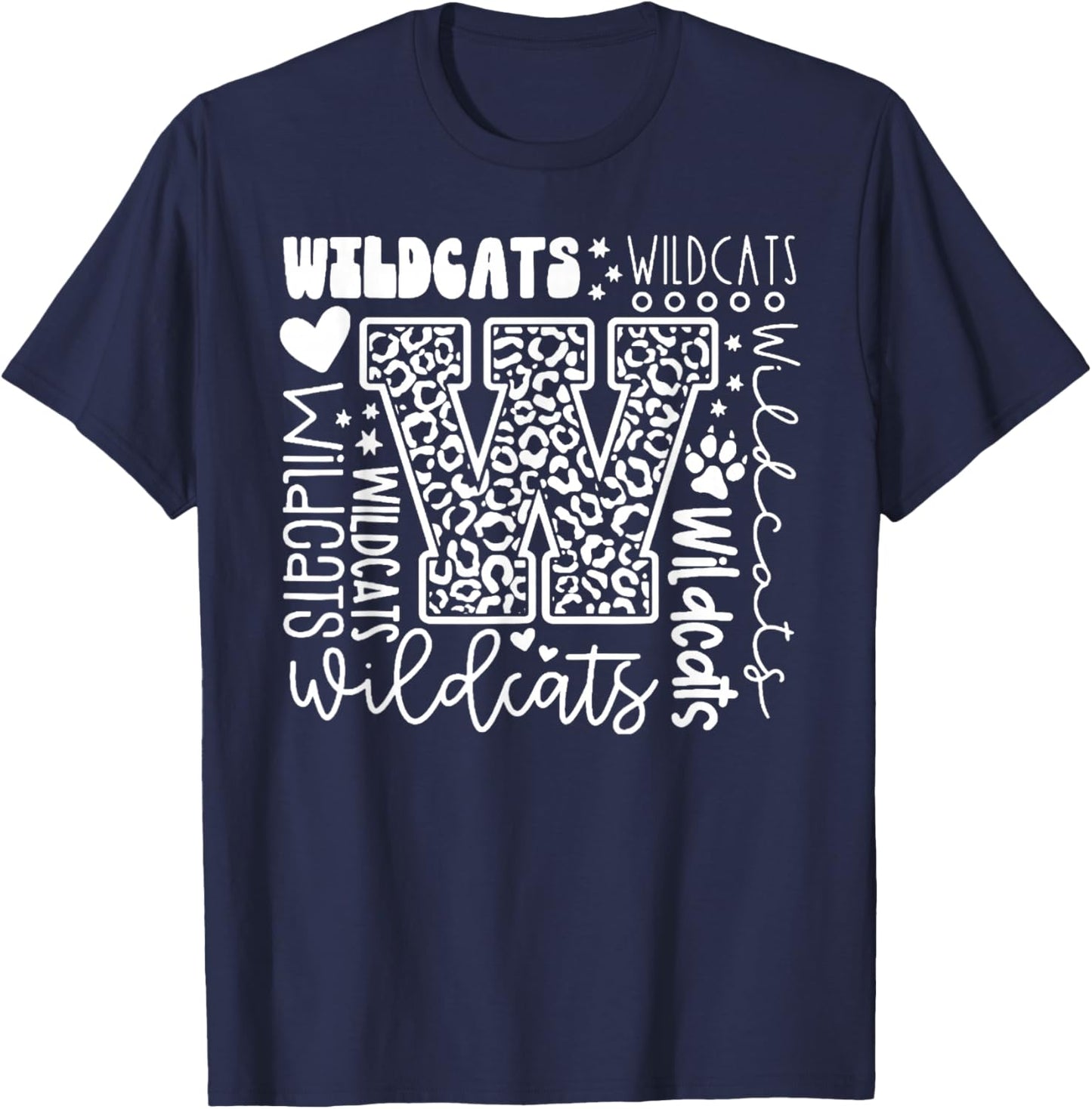 Wildcats School Spirit Fan Team Girls Kids T-Shirt - T-Shirt | Navy