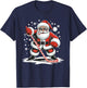 Hockey Christmas Santa Playing Sport Skating Candy Cane Fun T-Shirt - T-Shirt | Navy