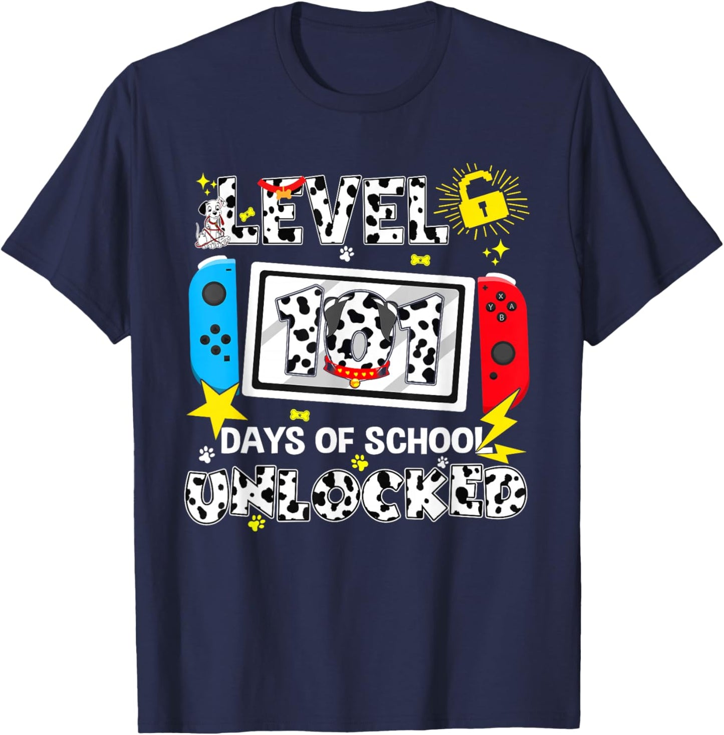 Level Unlocked Game Controller 101 Days School 100 Days T-Shirt - T-Shirt | Navy