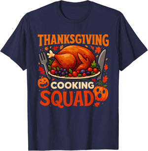 Thanksgiving Cooking Squad Funny Turkey Dinner Chef Costume T-Shirt - T-Shirt | Navy