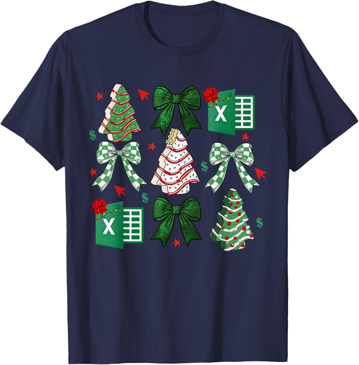 Coquette Christmas Cakes Spreadsheets Accountant Bookkeeper T-Shirt - T-Shirt | Navy