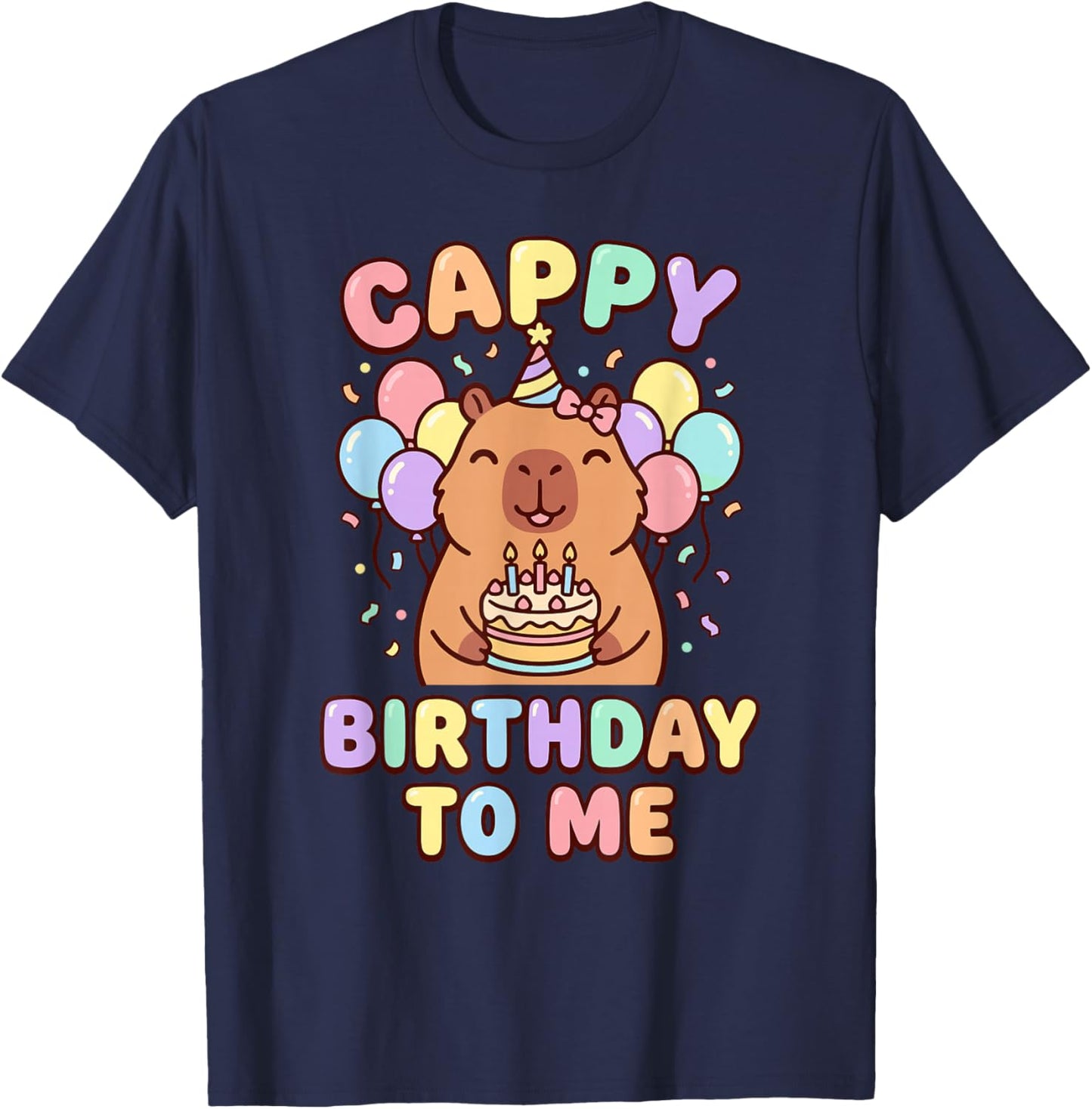 Capybara Birthday to Me Cappy Birthday T-Shirt - T-Shirt | Navy
