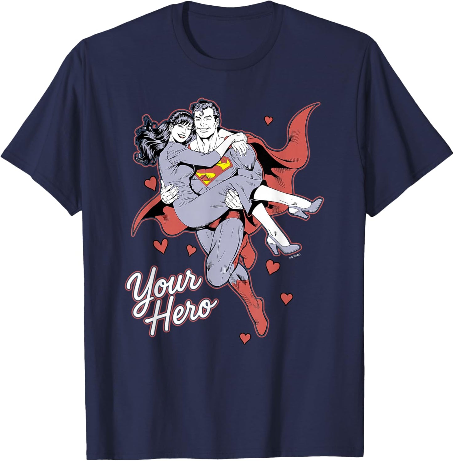 DC Comics Superman Valentine's Day Your Hero Poster T-Shirt - T-Shirt | Navy