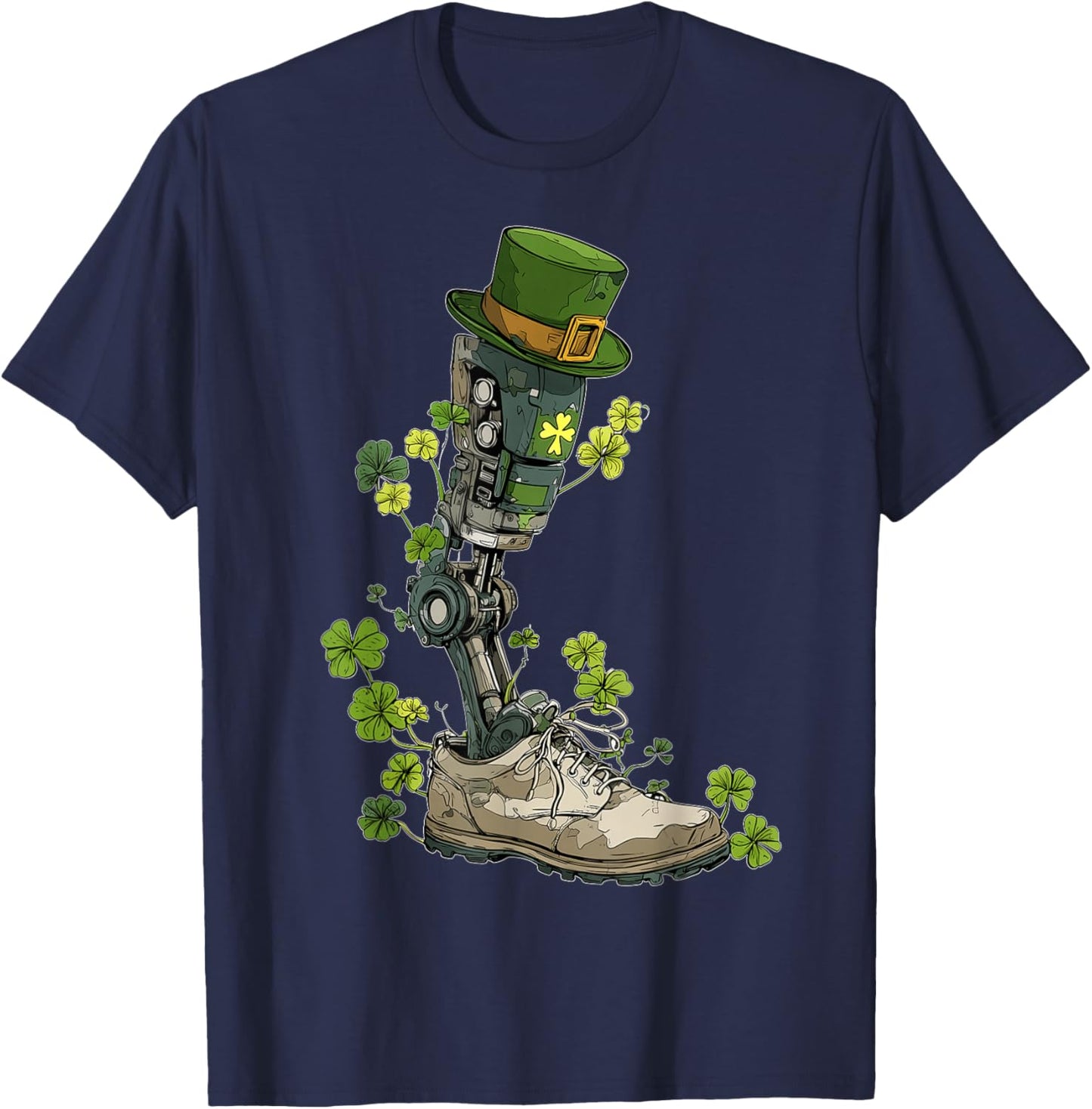 Amputee Prosthetic Amputated St. Patricks Day Pattys Day T-Shirt - T-Shirt | Navy