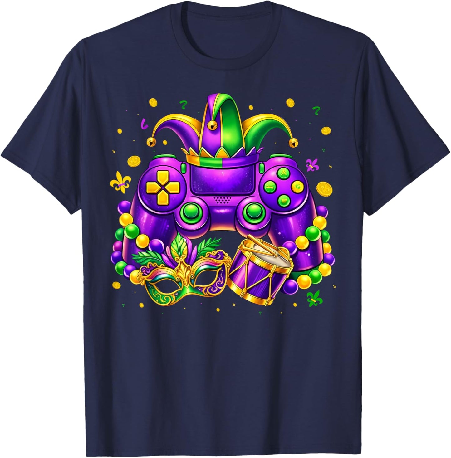 Mardi Gras Video Game for Boys Kids Men Youth New Orleans T-Shirt - T-Shirt | Navy