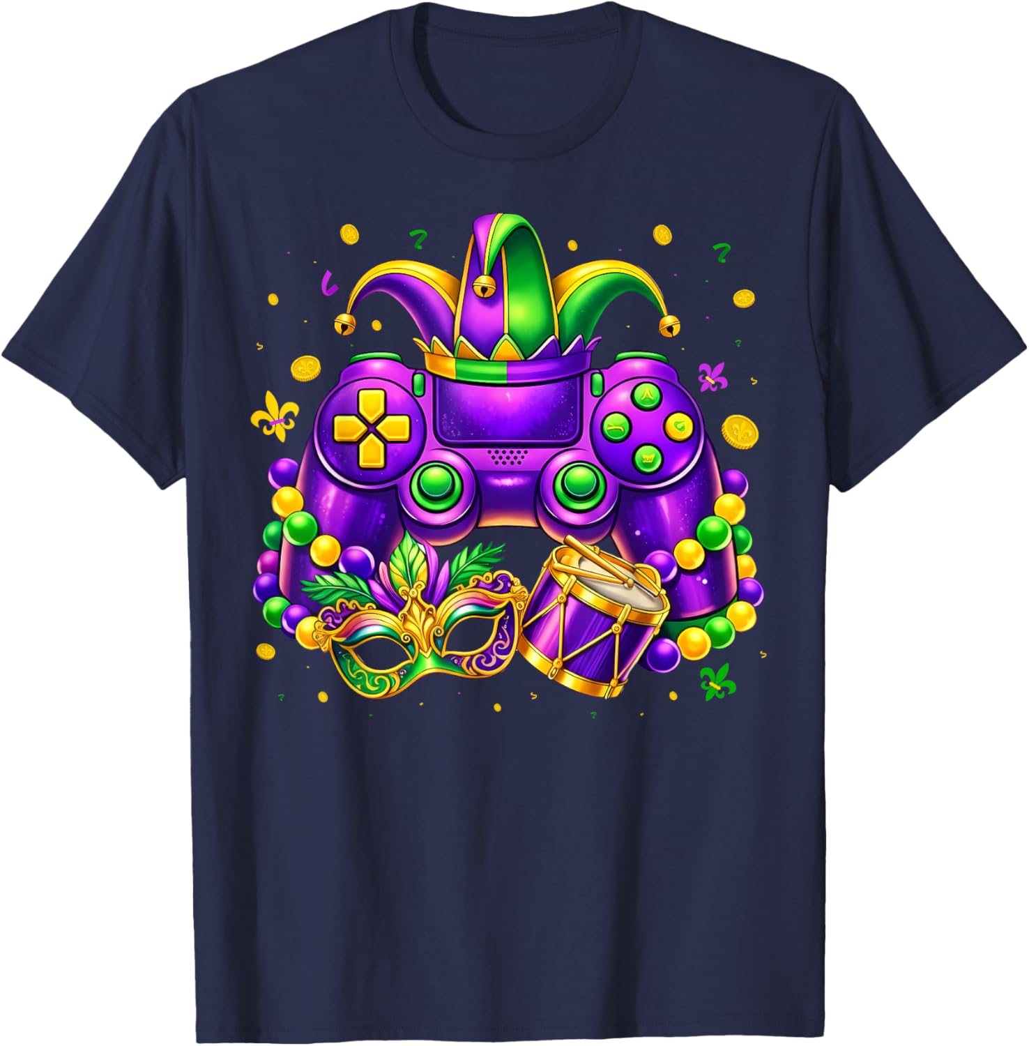 Mardi Gras Video Game for Boys Kids Men Youth New Orleans T-Shirt - T-Shirt | Navy
