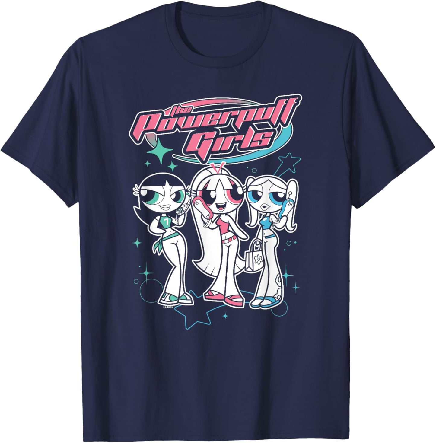 The Powerpuff Girls Teenage Group Y2K Style Poster T-Shirt - T-Shirt | Navy