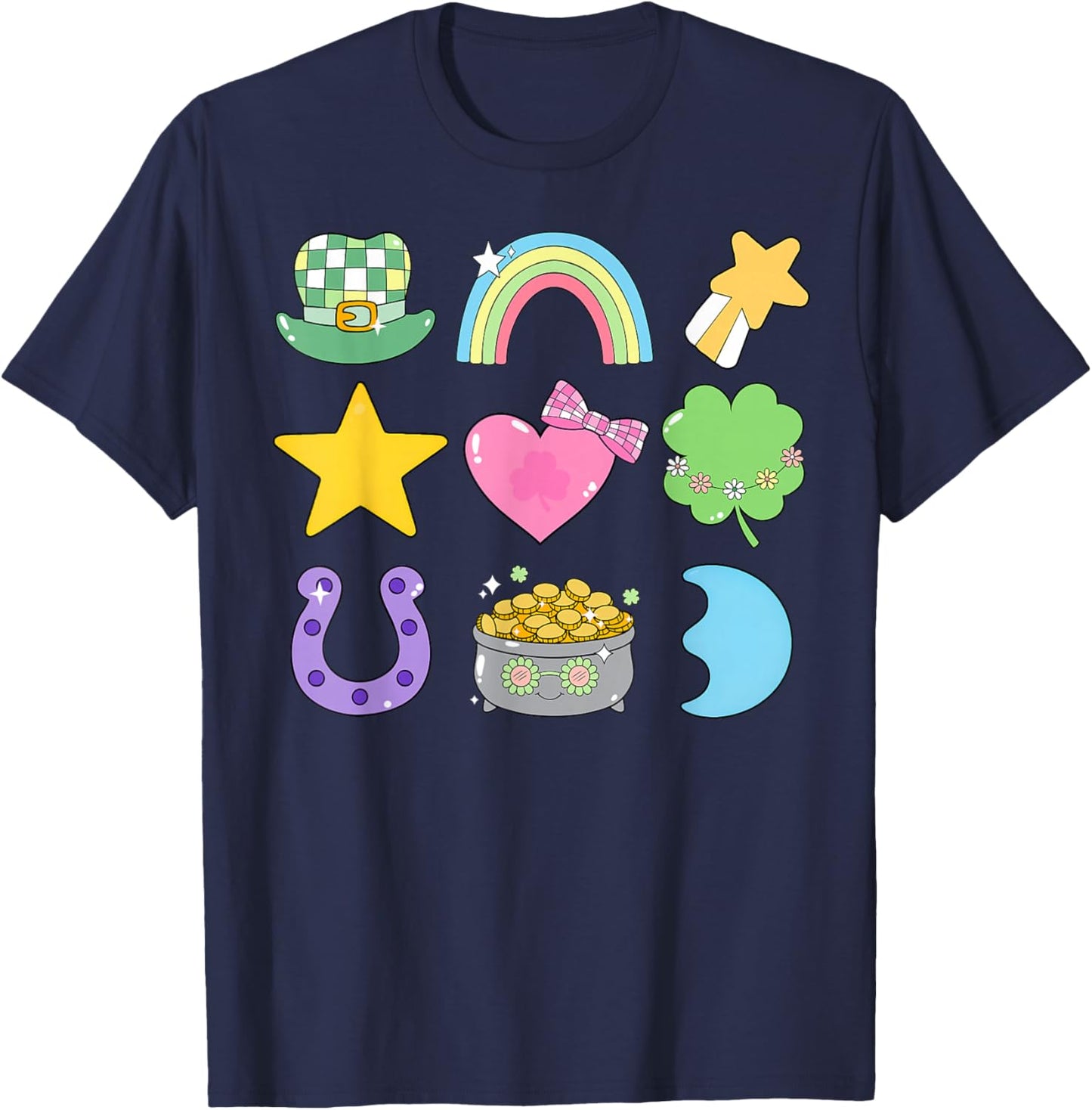 Groovy Lucky Charm St Patrick's Day Shamrock Men Women Kid T-Shirt - T-Shirt | Navy