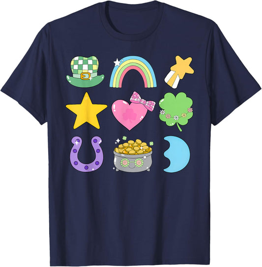 Groovy Lucky Charm St Patrick's Day Shamrock Men Women Kid T-Shirt - T-Shirt | Navy