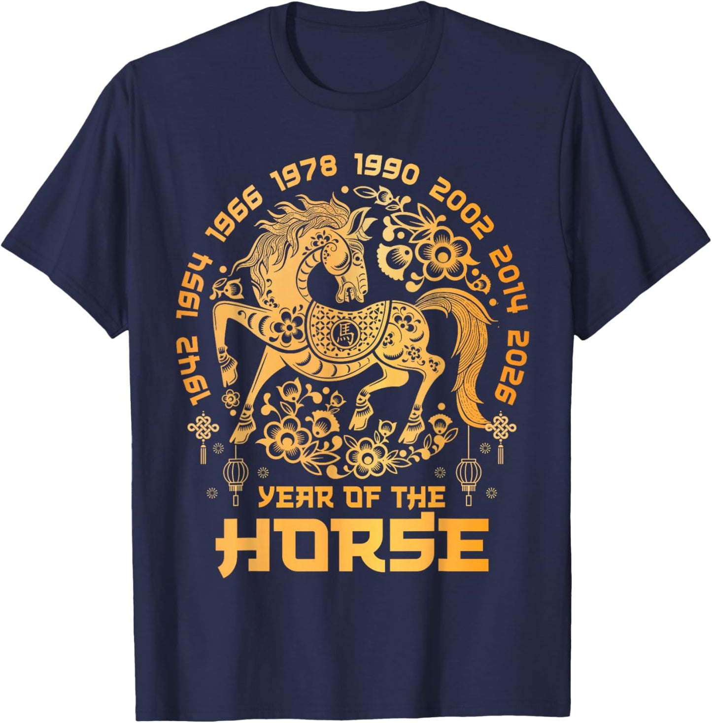 Lunar Chinese New Year 2026 Funny Year of The Horse Zodiac T-Shirt - T-Shirt | Navy