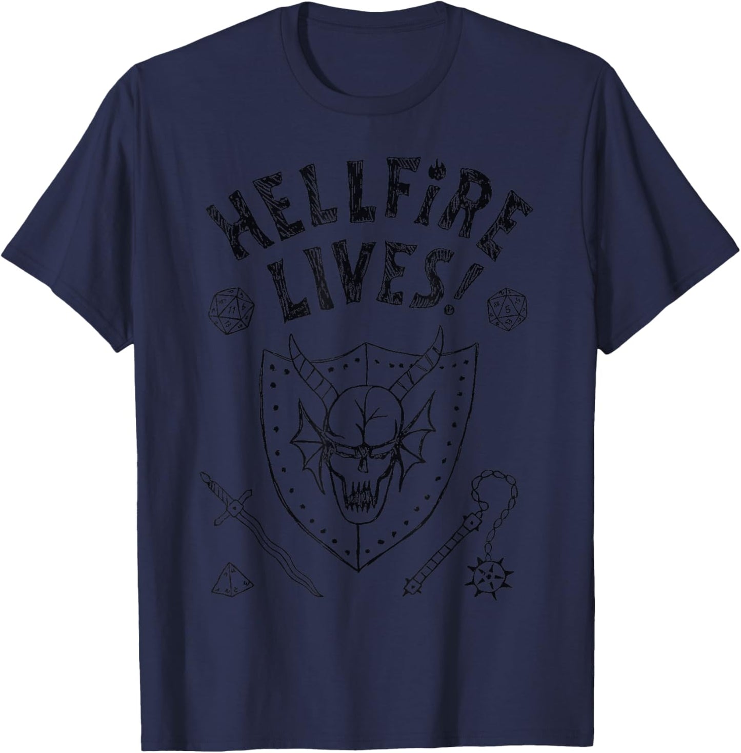 Stranger Things Season 5 Hellfire Lives! Marker Club Logo T-Shirt - T-Shirt | Navy