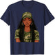 Black Woman Unbothered Locs Camo Girl Women Loc'd Afro Hair T-Shirt - T-Shirt | Navy