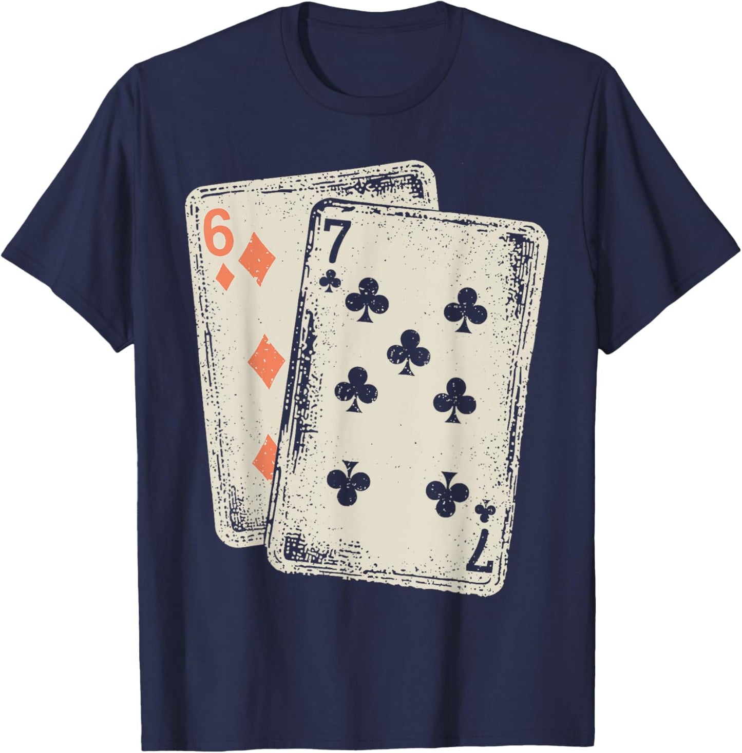 Vintage 67 Meme Six Seven 6–7 Funny 67 Playing Cards T-Shirt - T-Shirt | Navy