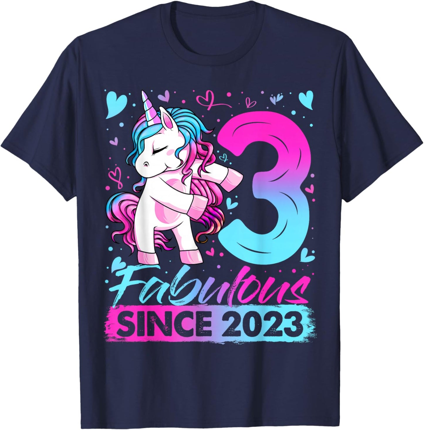 3rd Birthday Shirt Girl 3 Year Old Gifts 3 Birthday Girl T-Shirt - T-Shirt | Navy