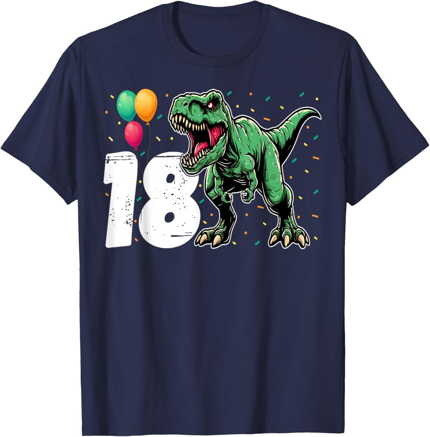 18th Birthday Dinosaur Lover 18 Years Old Boys Girls T-Shirt - T-Shirt | Navy