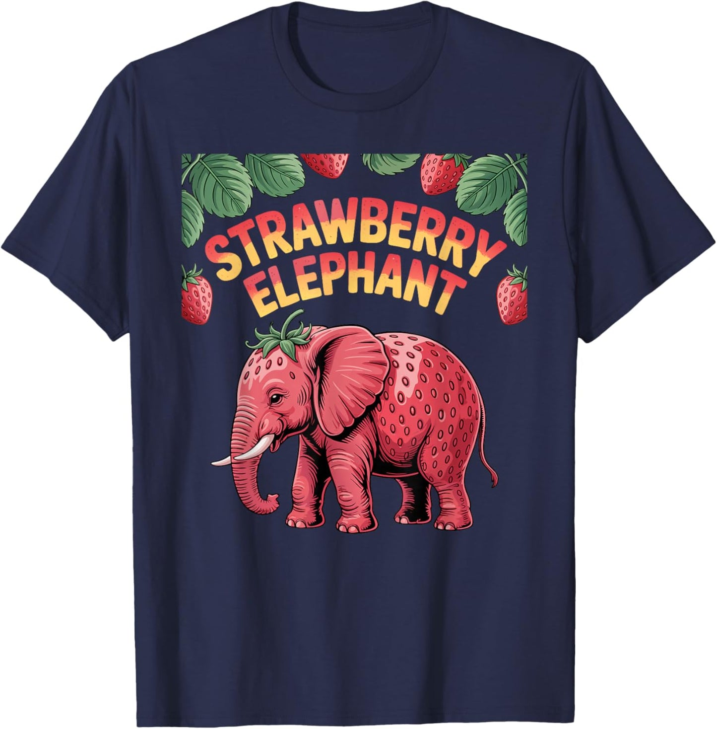 Strawberry Elephant Cute Meme Kids Italian Brainrot Girl Boy T-Shirt - T-Shirt | Navy