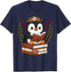 Penguin Reading Book Graphic Penguin with Book Floral T-Shirt - T-Shirt | Navy