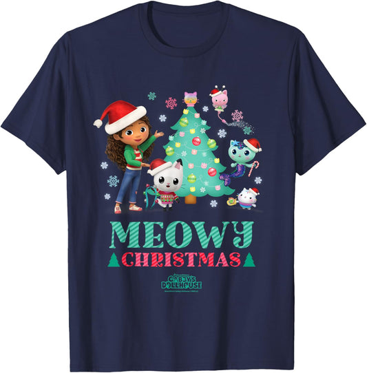 DreamWorks Gabby’s Dollhouse Meowy Christmas Holiday T-Shirt - T-Shirt | Navy