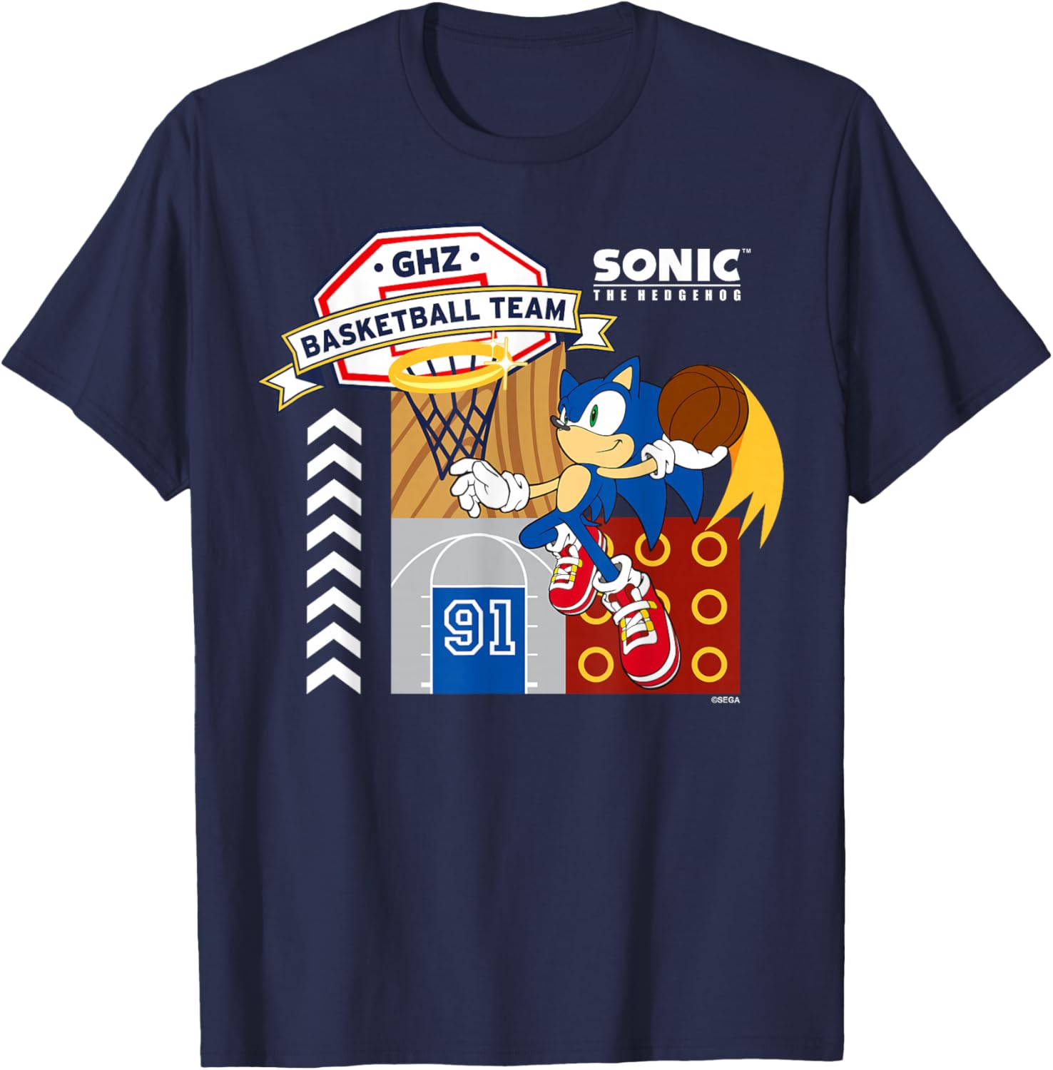 Sonic The Hedgehog - GHZ Basketball Team T-Shirt - T-Shirt | Navy
