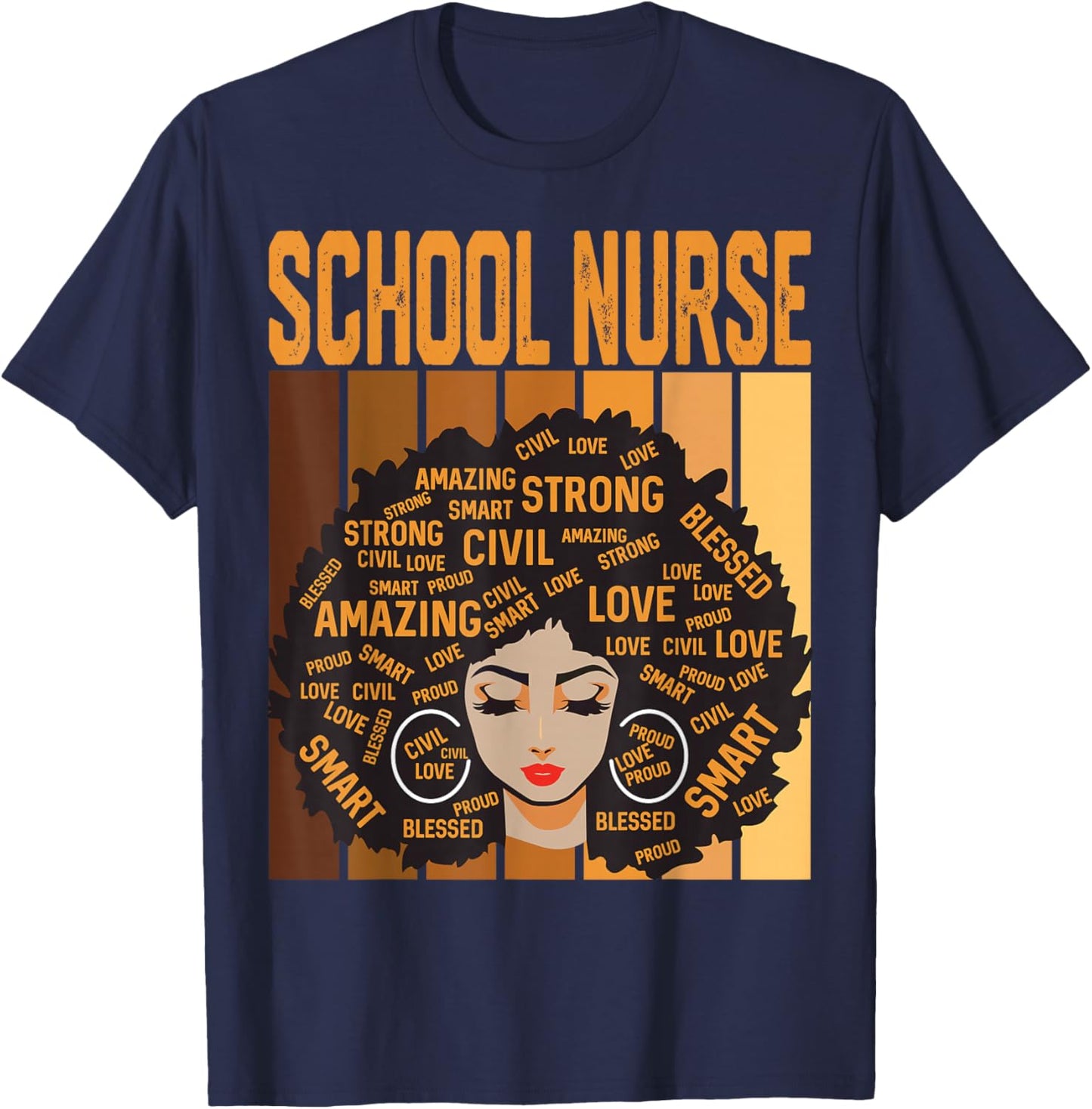 School Nurse Powerful Black History Month Black Pride T-Shirt - T-Shirt | Navy