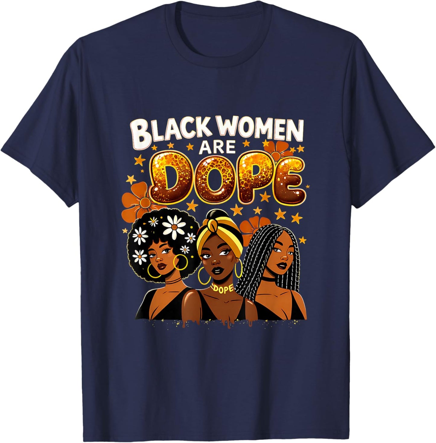 Dope Blessed Afrocentric Melanin Black History Pride Queen T-Shirt - T-Shirt | Navy