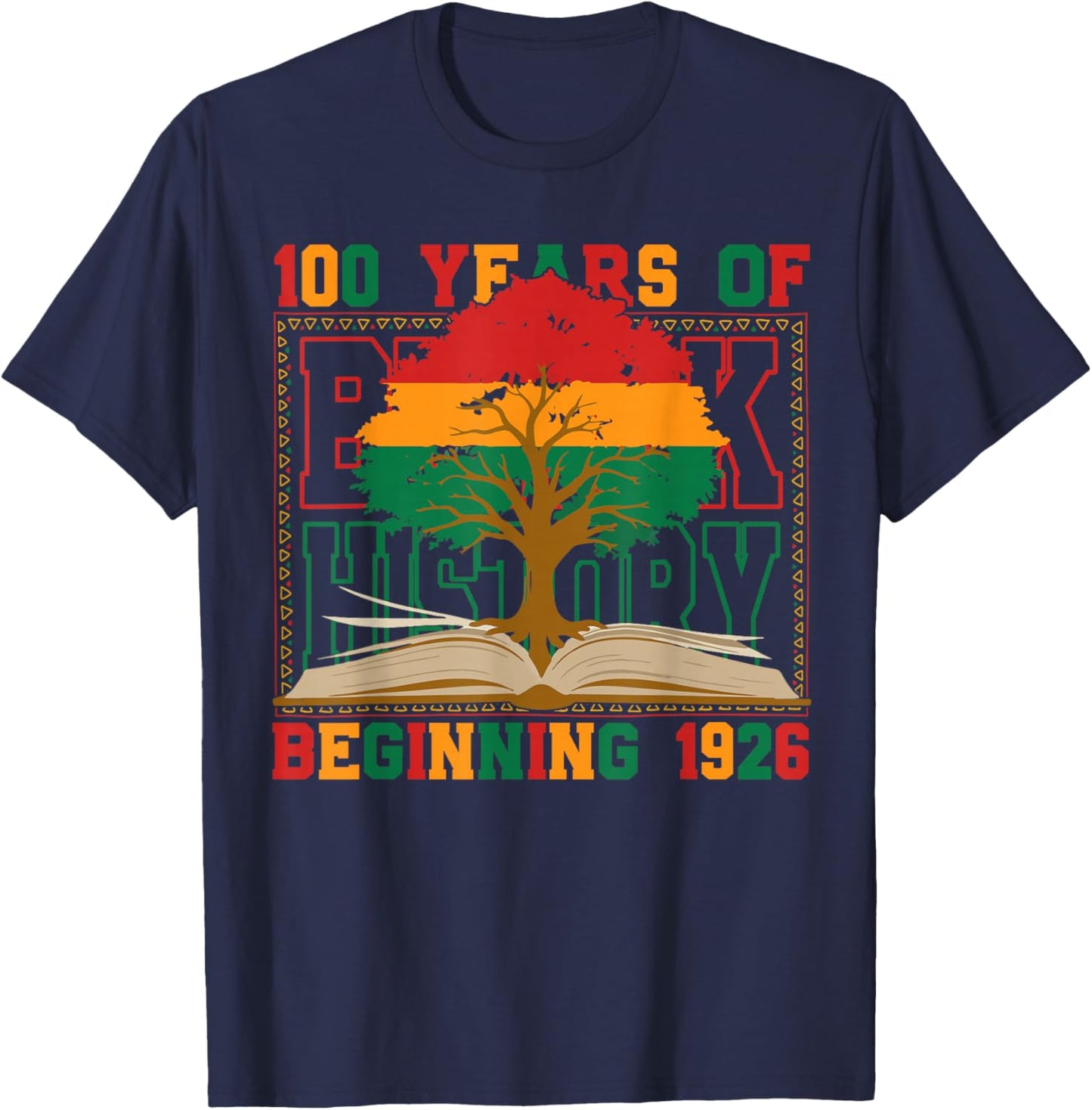 100 Years of Black History Teacher Centennial T-Shirt - T-Shirt | Navy