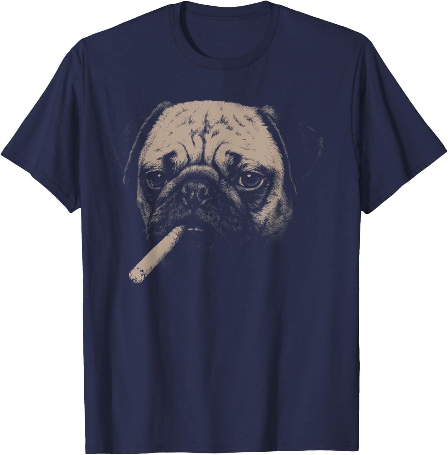 Dog Smoking Funny Pug Smoking Dog Meme T-Shirt - T-Shirt | Navy