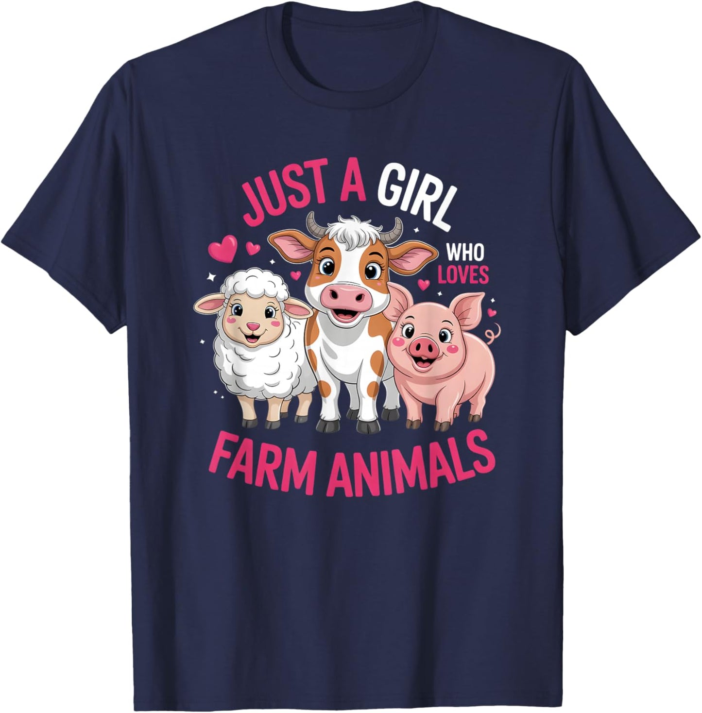 Girls Farm Animal T-Shirt - T-Shirt | Navy
